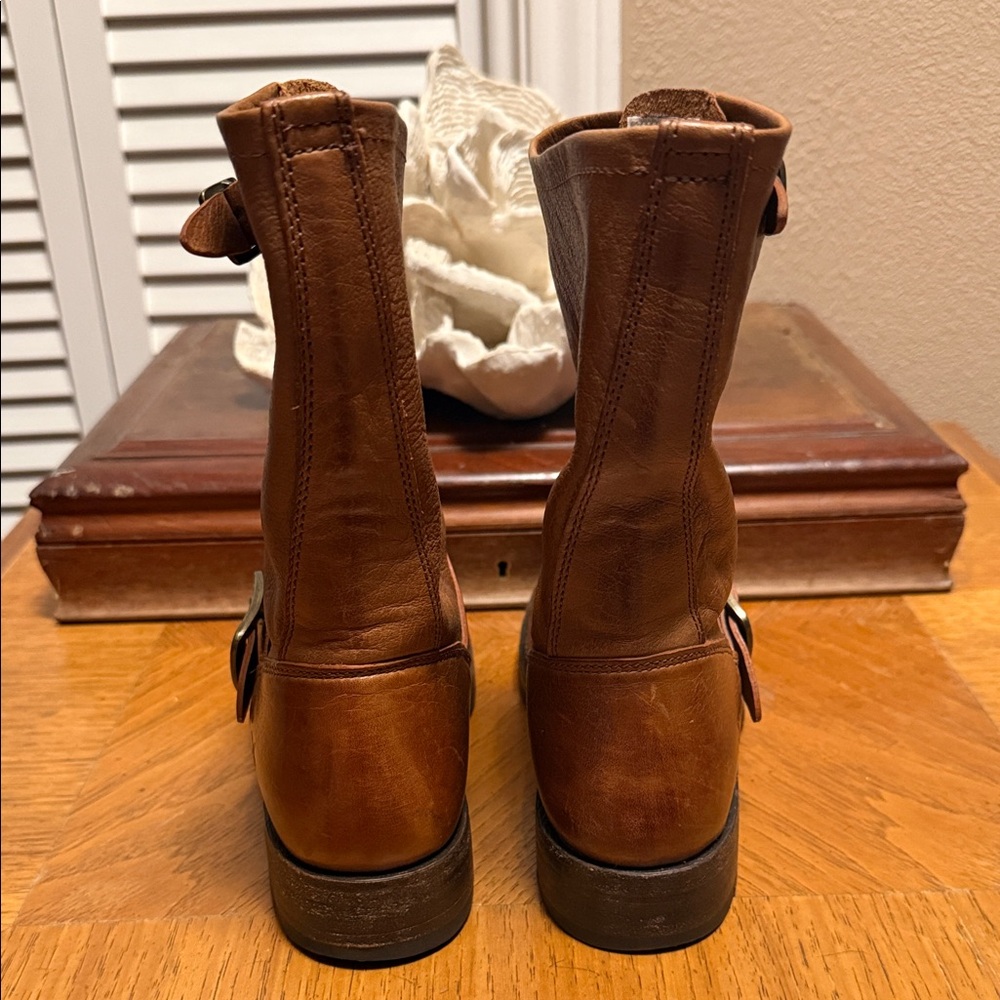 FRYE Veronica flex Short Brown Leather Moto Boots * Worn Once! - Picture 10 of 12